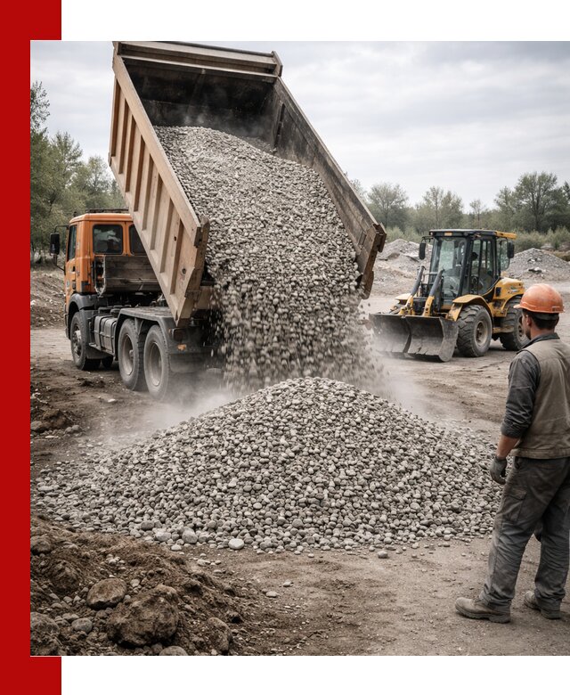 Доставка щебня в Гатчине крупными и мелкими фракциями