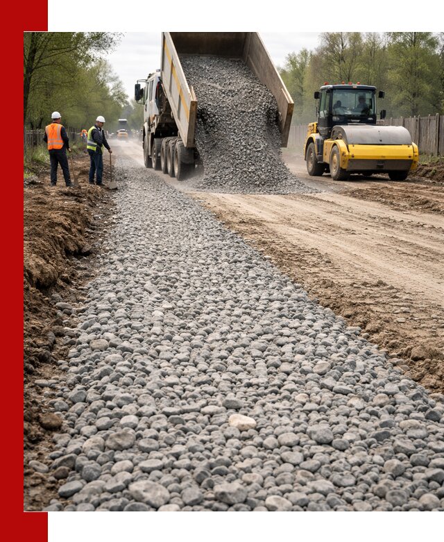 Доставка щебня для отсыпки дорог в Гатчине высокого качества
