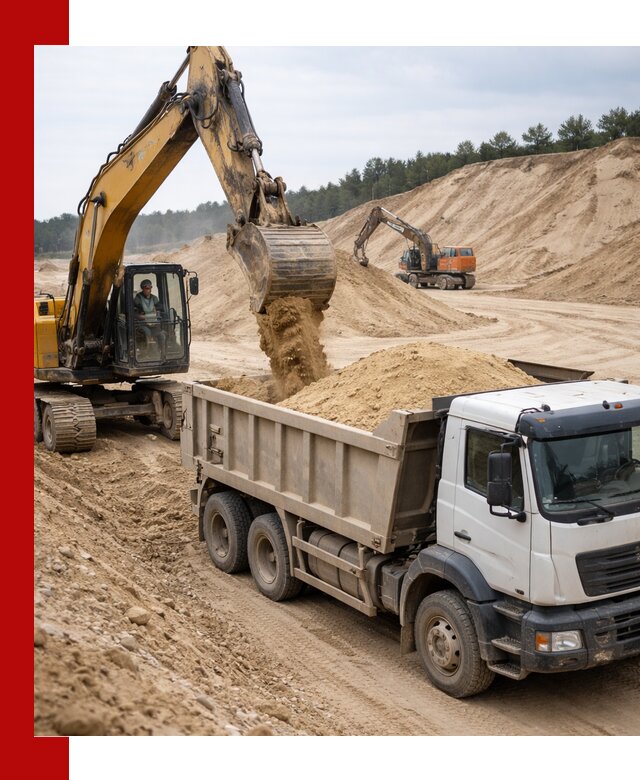 Доставка карьерного песка с самосвалами и разгрузкой в Гатчине