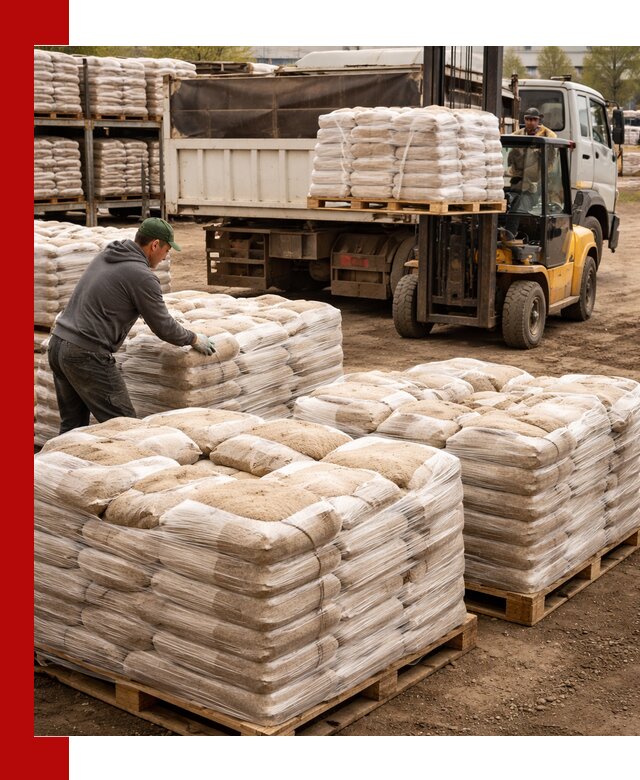 Карьерный песок в мешках с доставкой в Гатчине