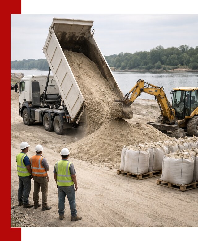 Доставка речного песка в Гатчине самосвалами и погрузкой