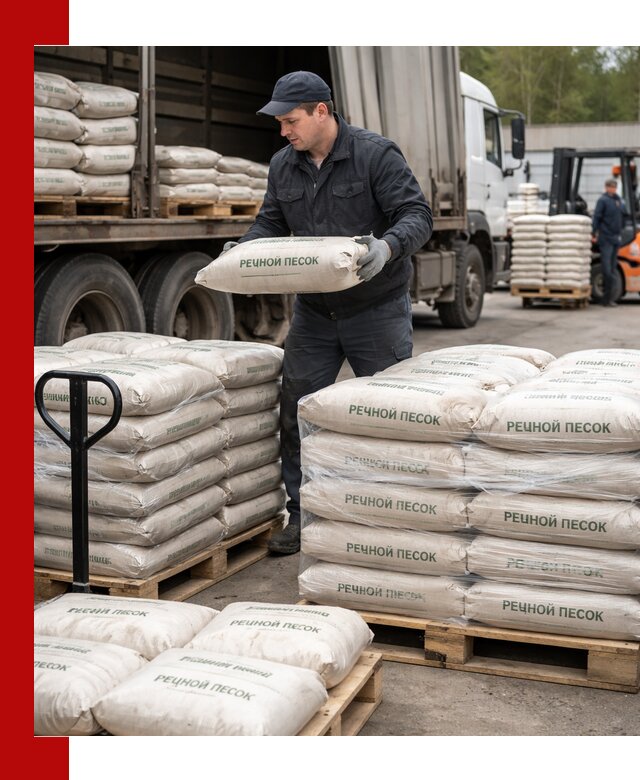 Речной песок в мешках с доставкой в Гатчине