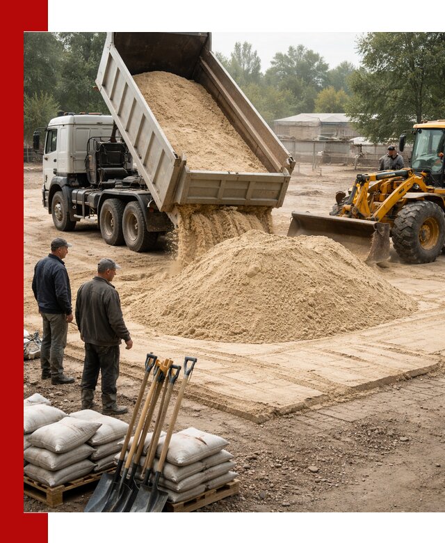 Доставка мытого песка в Гатчине с самосвалами по выгодной цене