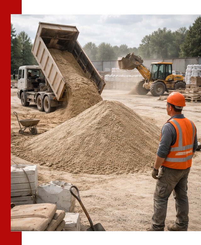 Доставка строительного песка с самосвалом в Гатчине