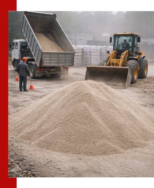 Кварцевый песок фракция 0–8 для стройработ в Гатчине