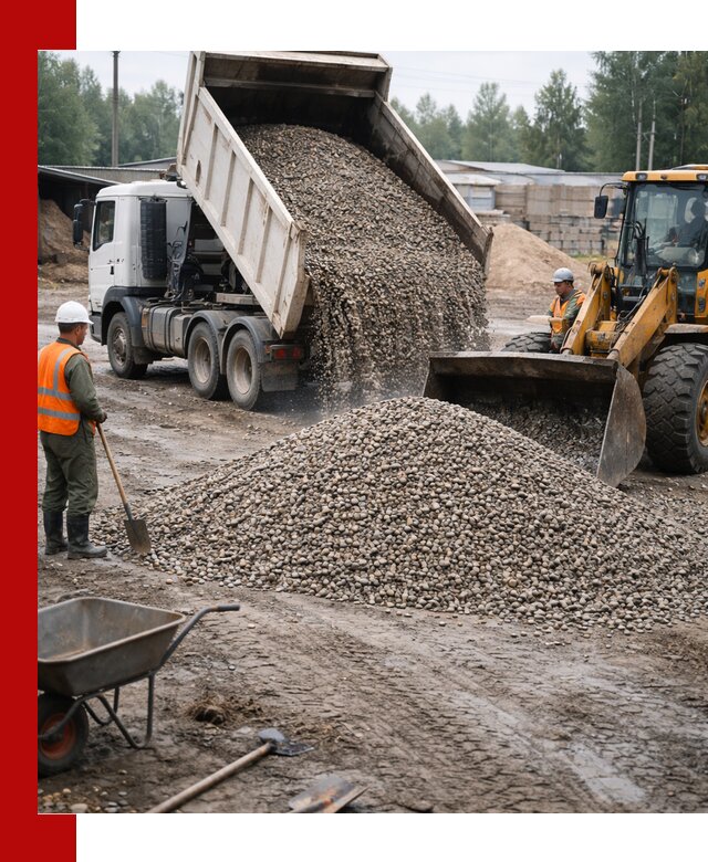 Мытый гравий с доставкой в Гатчине от карьера до участка