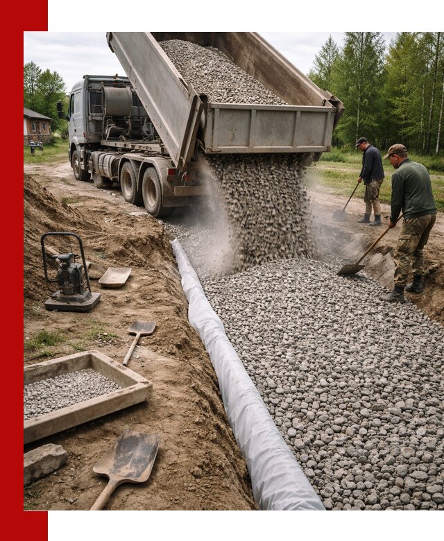 Гравий для дренажа с доставкой в Гатчине качественный и недорогой