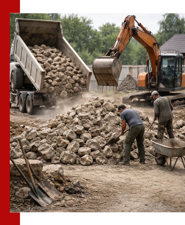 Доставка и разгрузка бутового камня в Гатчине