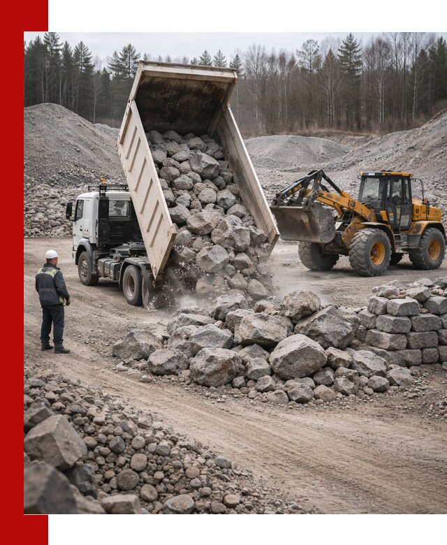 Доставка и продажа бутового гранитного камня в Гатчине