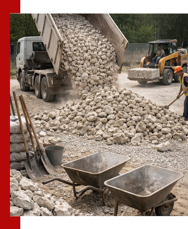 Доставка и продажа бутового известнякового камня в Гатчине