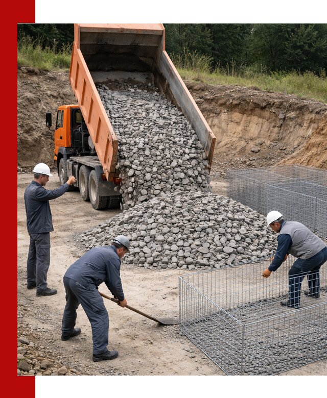 Камень для габионов с доставкой в Гатчине быстро и надёжно