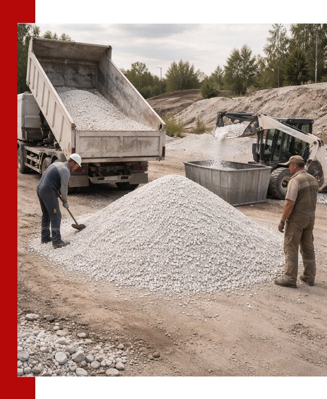 Доставка и продажа белой мраморной крошки в Гатчине