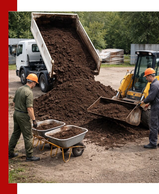 Доставка торфо-земляной смеси в Гатчине для огорода и ландшафта