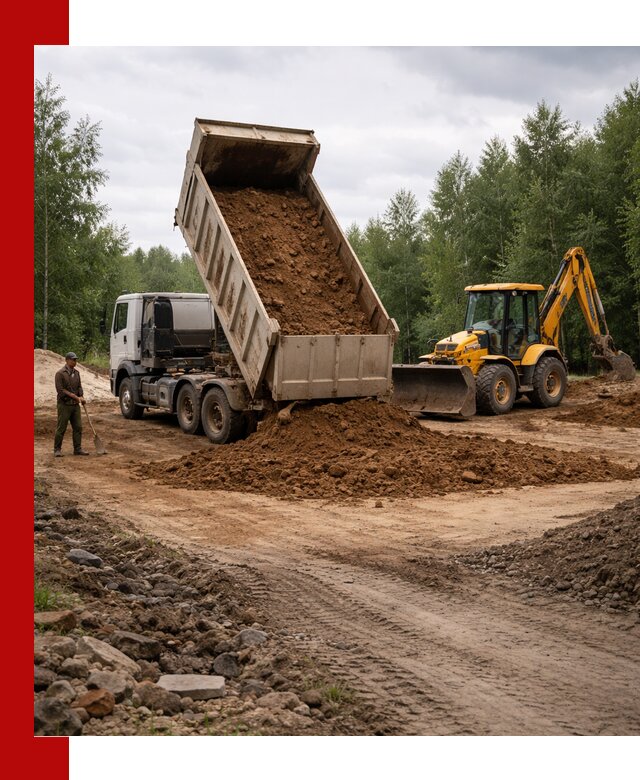 Доставка суглинка самосвалами в Гатчине подсыпка и планировка