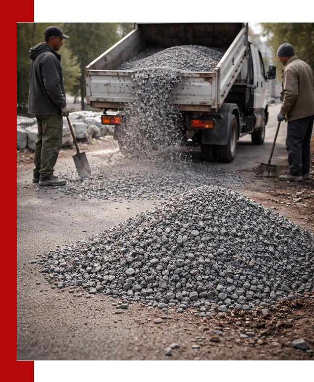 Гранитная крошка для посыпки дорог и тротуаров в Гатчине