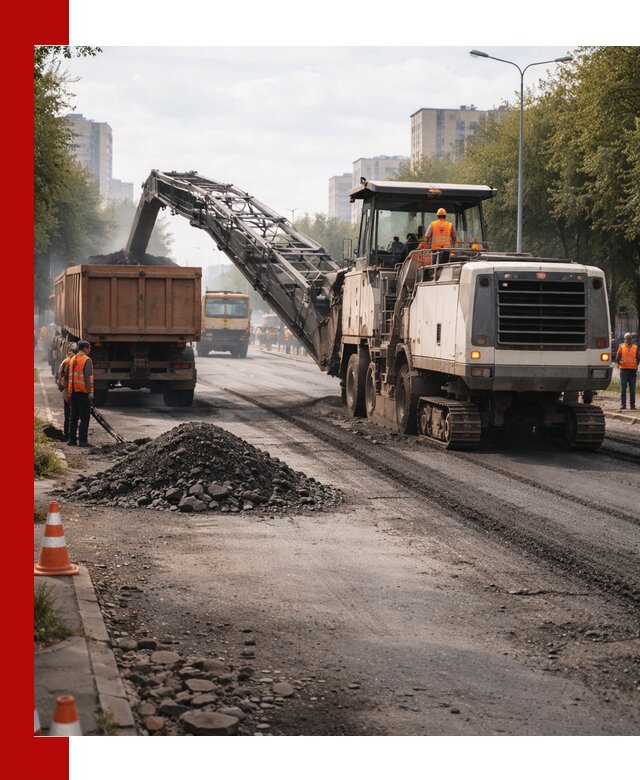 Фрезерованный асфальт в Гатчине — удаление и вывоз старого покрытия