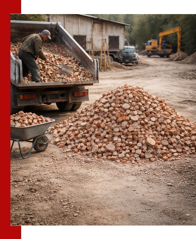 Доставка и подушка из боя кирпича с разгрузкой в Гатчине