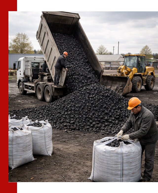 Доставка каменного угля в Гатчине оптом и в розницу