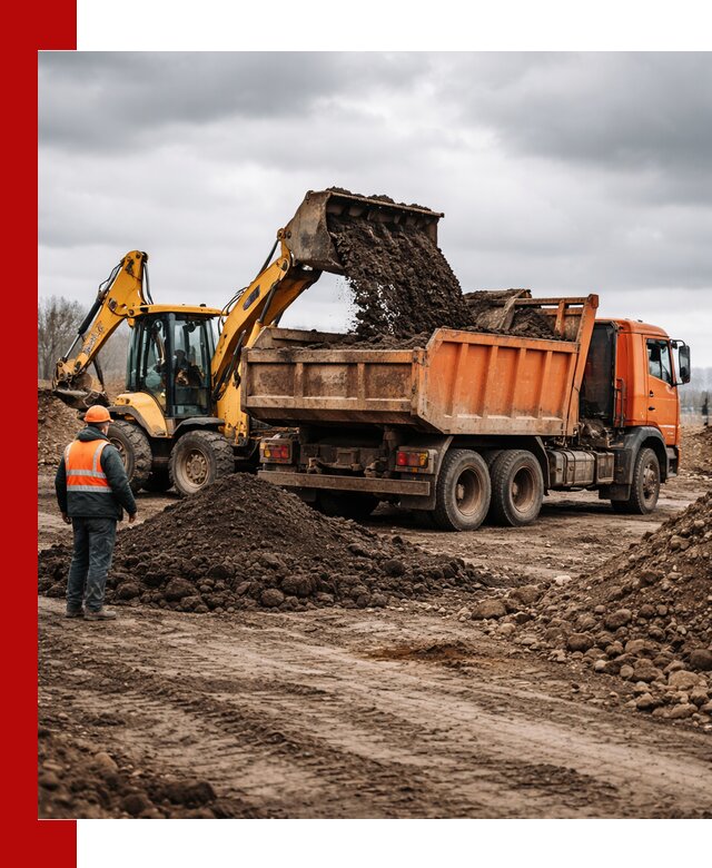 Вывоз грунта и строительного мусора в Гатчине грузовыми самосвалами