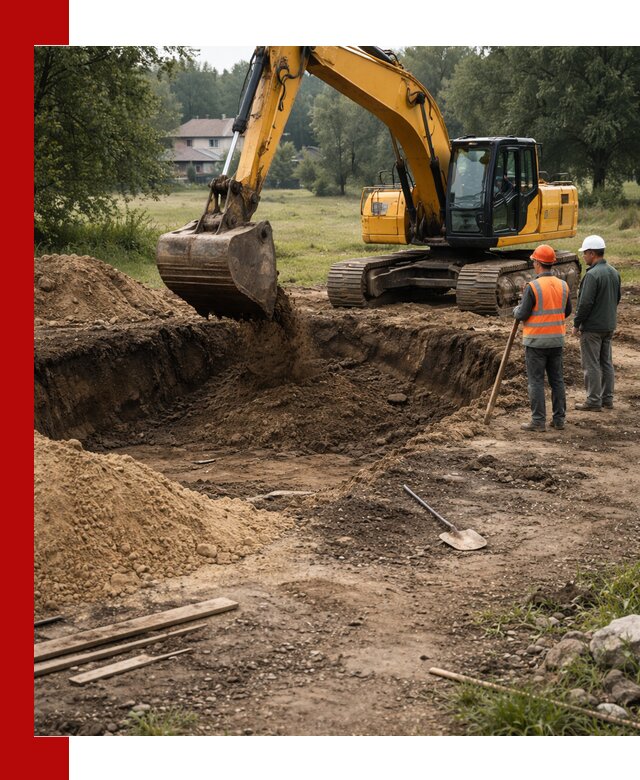 Рытье котлована под фундамент в Гатчине (быстро и недорого)