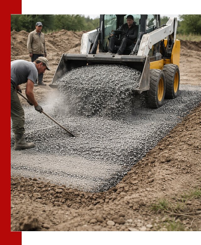 Устройство щебеночной подушки в Гатчине для дорог и фундаментов